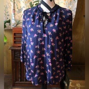 Lace-Up Floral Blouse